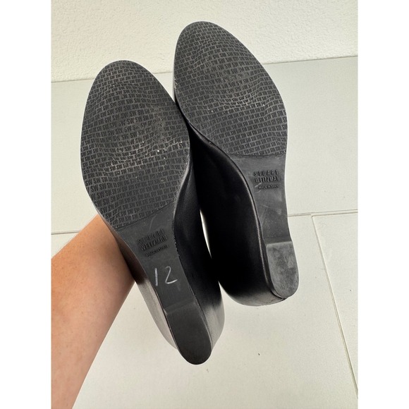 Stuart‎ Weitzman Leather Black Wedges Heels Shoes Womens Size 8Minimalist Work - Picture 8 of 11